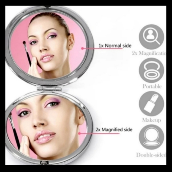 Fancy Pearlized Makeup Mirror Compact - Picture 4 of 8